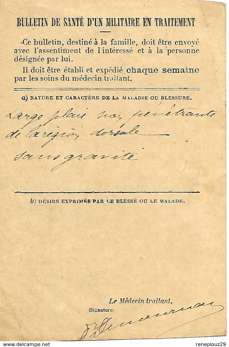 40-cachet Hôpital Bénévole De Cap Breton (manuscrit:St Joseph N°74 Bis) Sur Bulletin De Santé En 1915.très Rare - Guerra De 1914-18