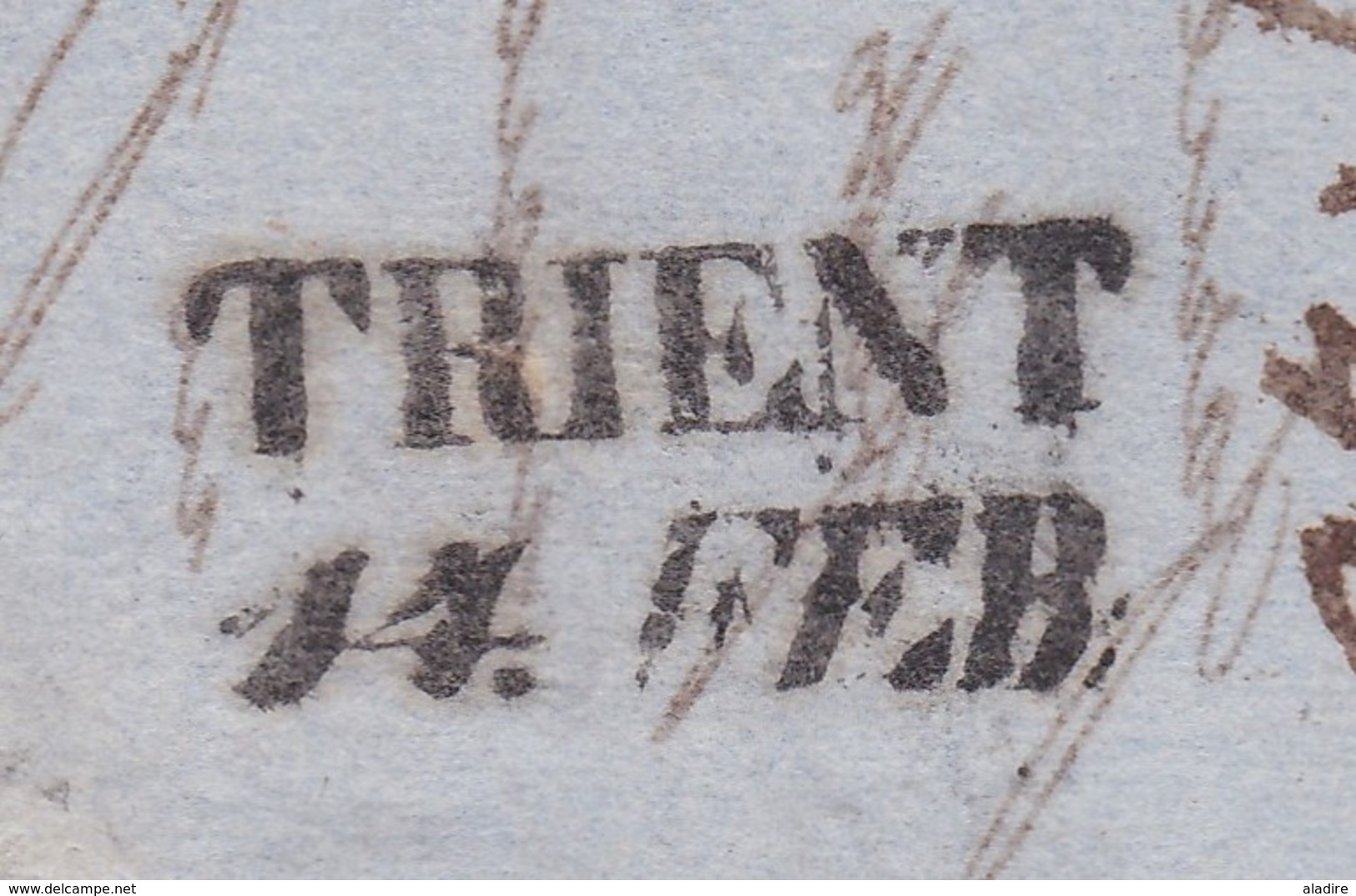 1850 - Lettre Pliée Avec Corresp En Italien De Londres, Angleterre Vers Trento, Trente Tyrol Italien Via Calais & France - Postmark Collection