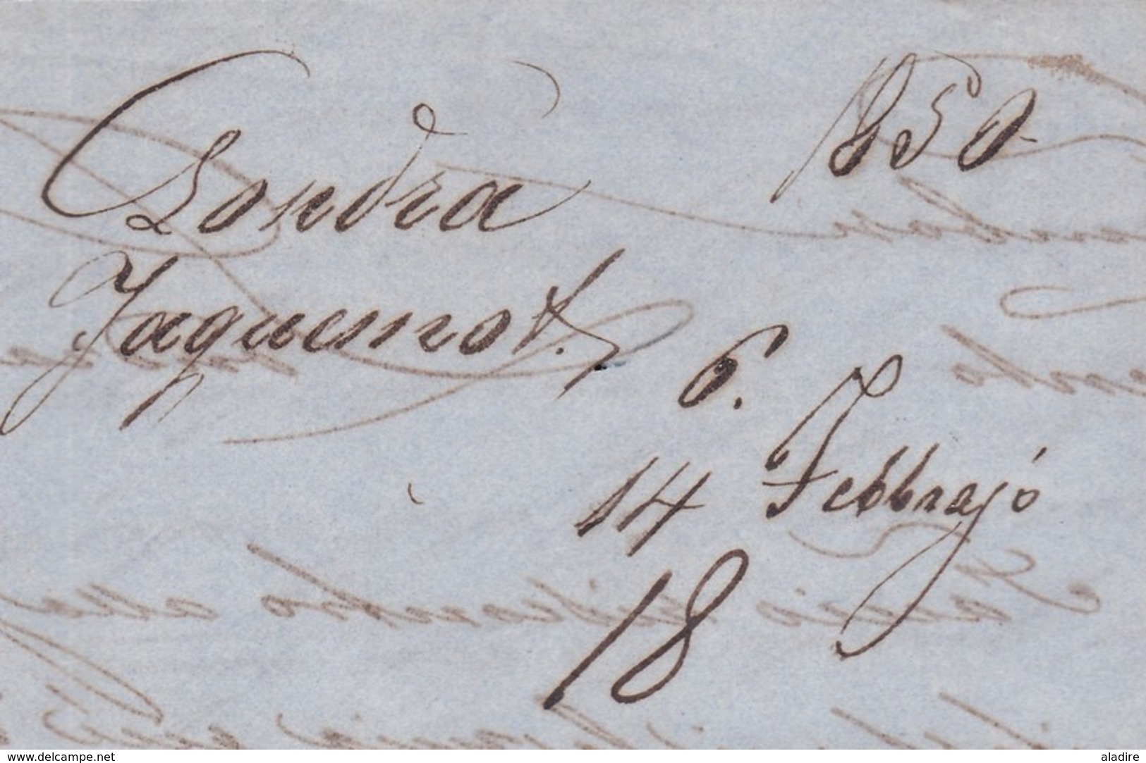 1850 - Lettre Pliée Avec Corresp En Italien De Londres, Angleterre Vers Trento, Trente Tyrol Italien Via Calais & France - Postmark Collection