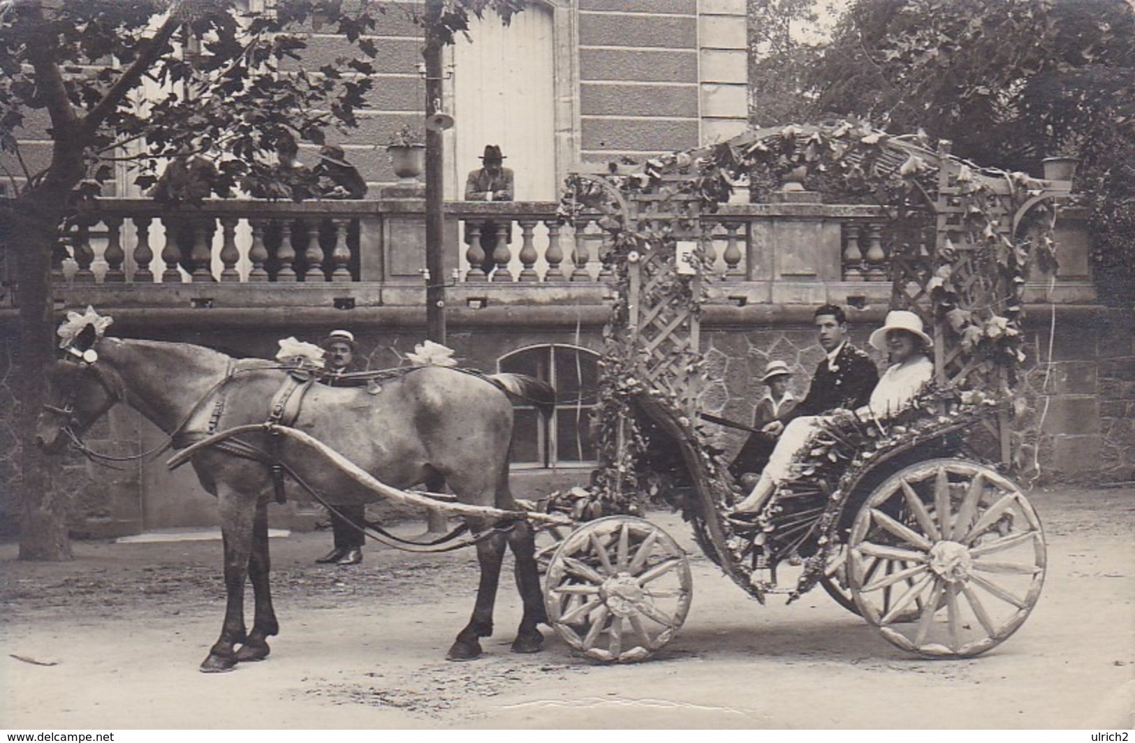 AK Foto Brautpaar In Geschmückter Pferdekutsche - Frankreich - Ca. 1910 (44148) - Hochzeiten