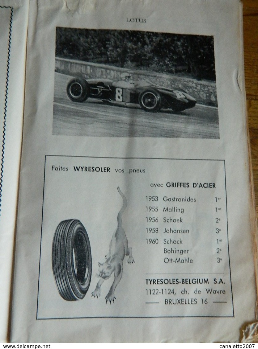 BRUXELLES:TRES RARE PROGRAMME DU GRAND PRIX DE BRUXELLES 10 AVRIL 1960-56 PAGES ¨PHOTO AVEC JIM CLARCK--STIRLIG MOSS