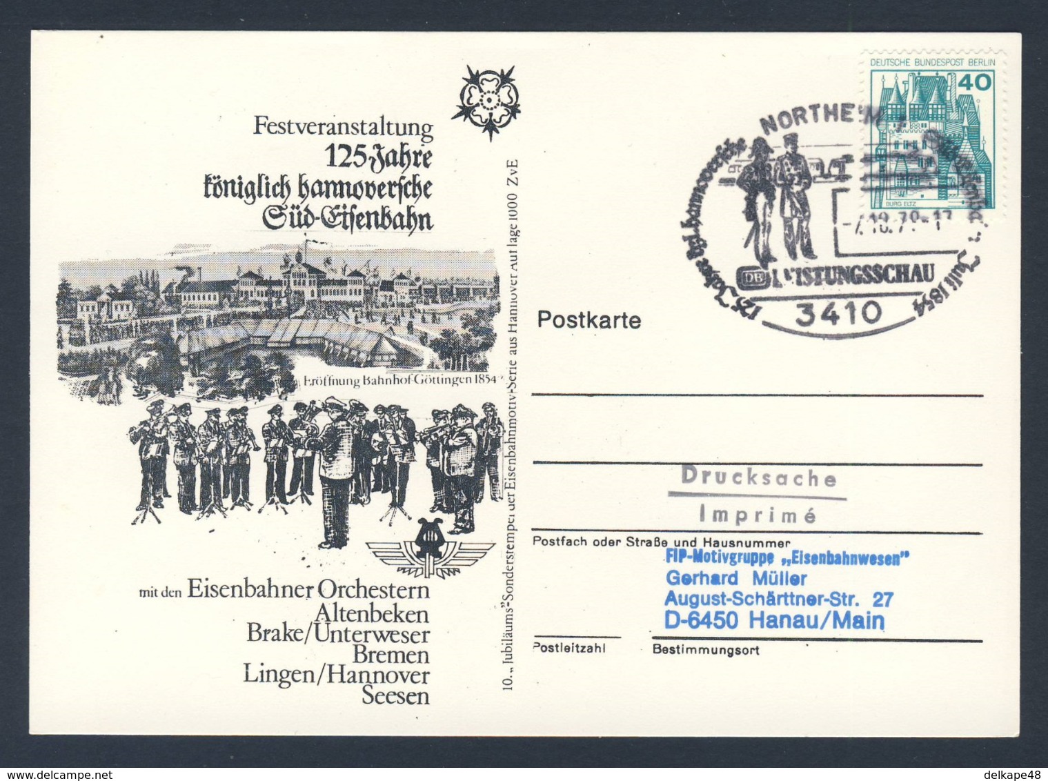 Deutschland Germany 1979 Karte Card - 125 Jahre Königlich Hannoversche Süd-Eisenbah + DB Leistungsschau / Railway - Treinen