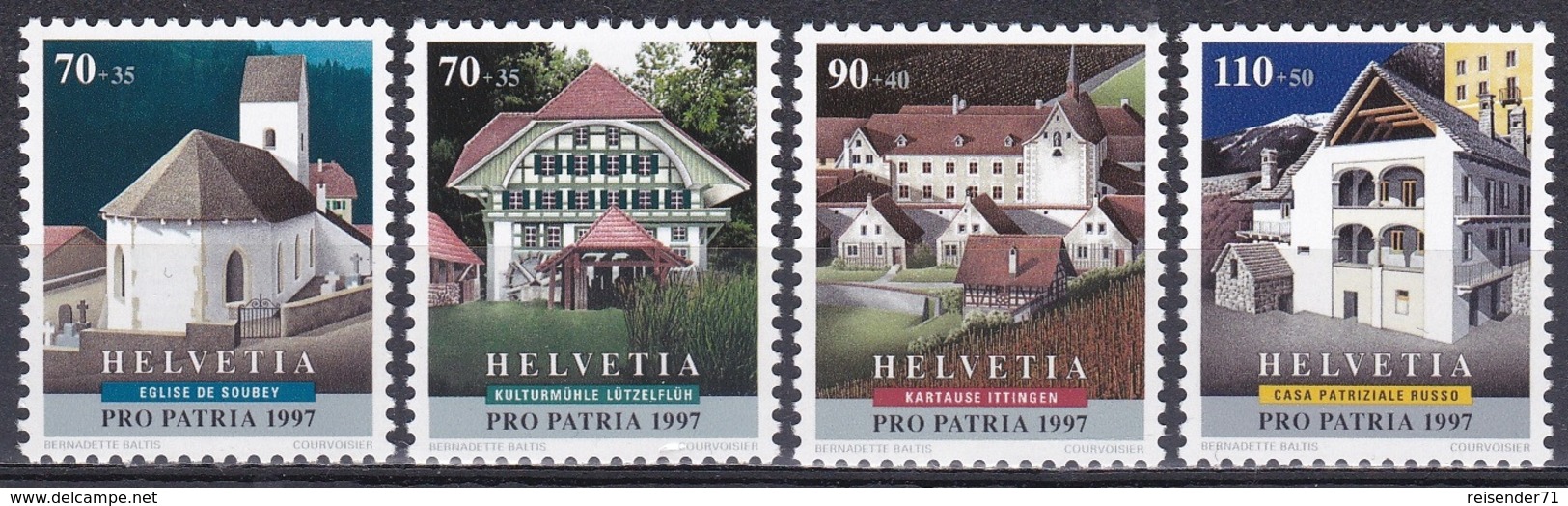 Schweiz Switzerland Helvetia 1997 Pro Patria Vaterland Kultur Culture Architektur Bauwerke Buildings, Mi. 1611-4 ** - Unused Stamps