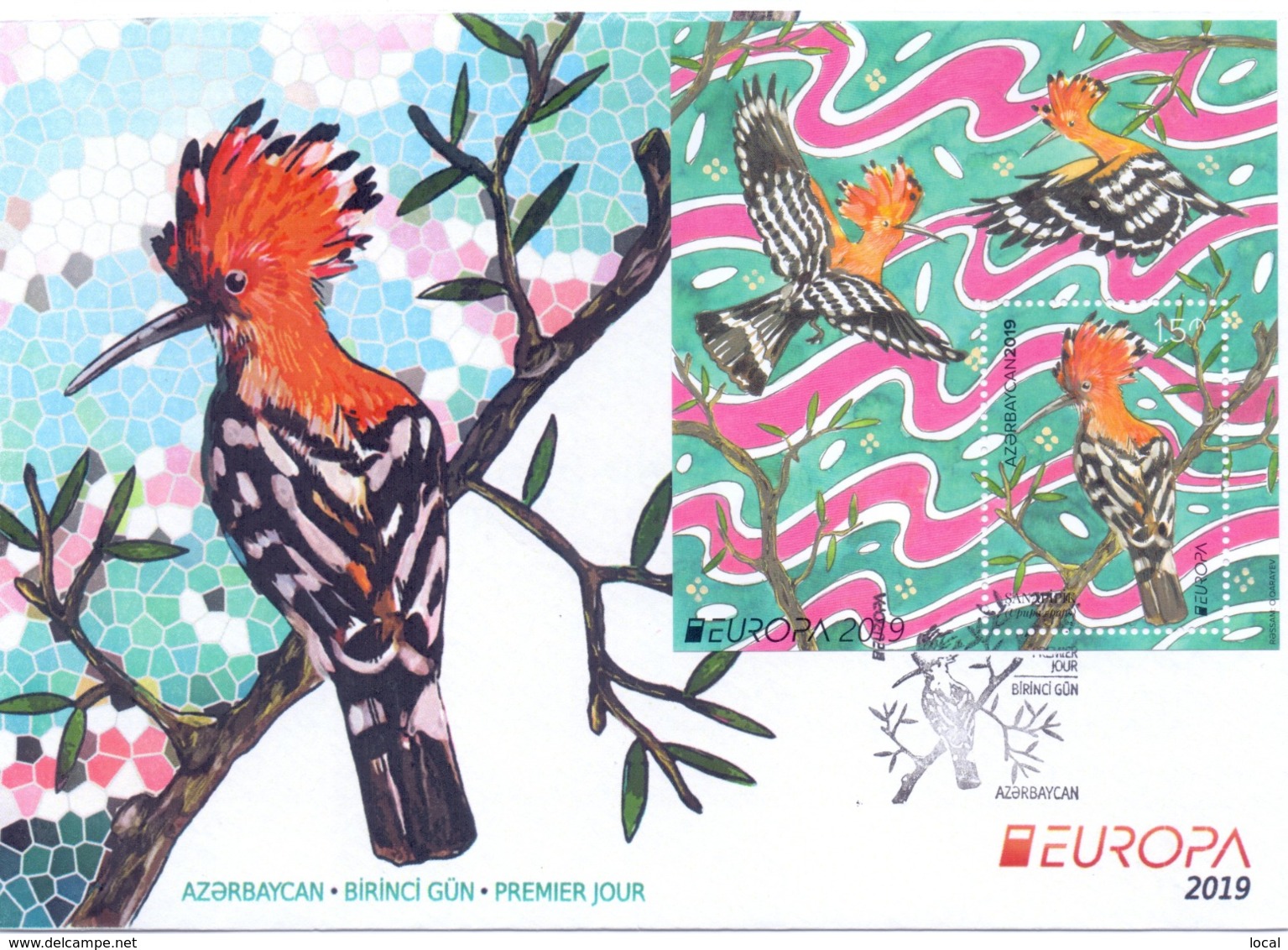 FDC CEPT Azerbaijan EUROPA 2019. NATIONAL BIRDS. First Day Cover 2 Types - Azerbaïjan