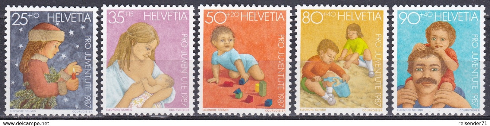 Schweiz Switzerland Helvetia 1987 Pro Juventute Weihnachten Christmas Kinder Children Entwicklung Familie, Mi. 1359-3 ** - Ungebraucht