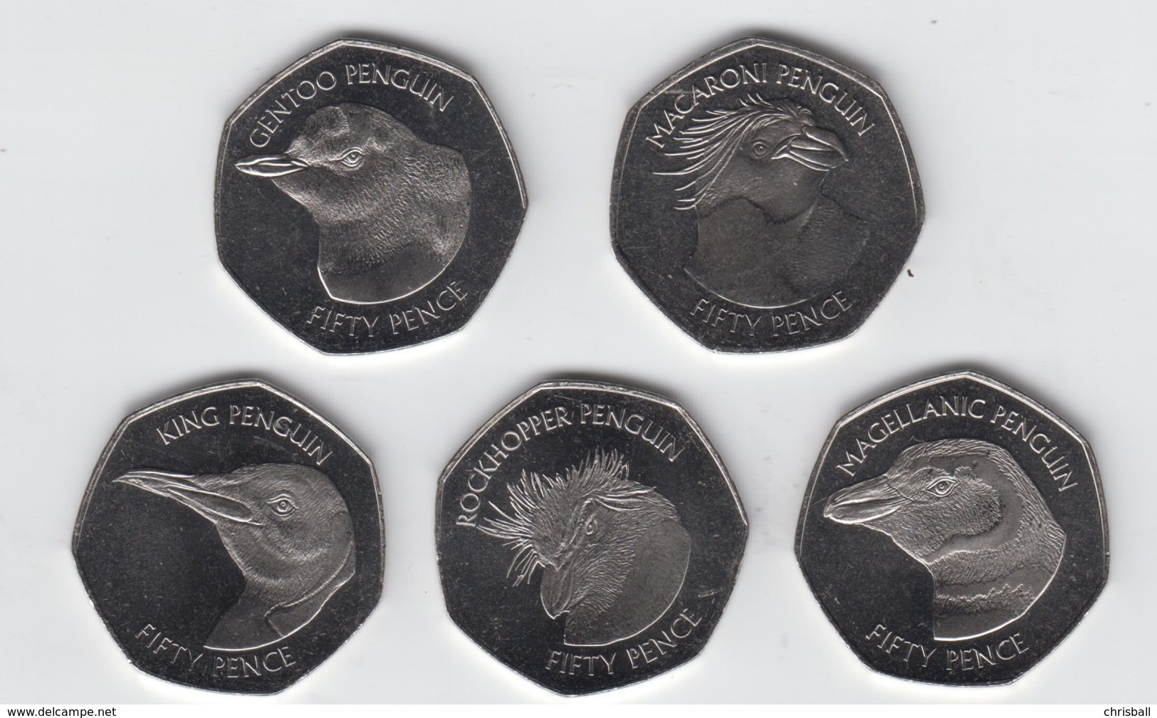 Falkland Islands Set Of 5 50p Coins - Penguins Uncirculated - Falklandinseln