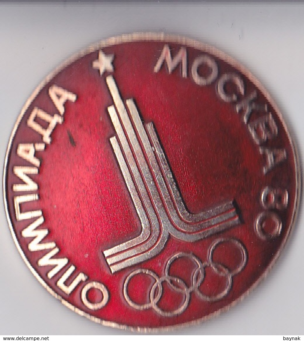 OLD PIN  --  2 X PINS RUSSIA  --  OLYMPIC GAMES 1980  --  MOSCOW  --  BIG PIN  --  DIAMETER 46 Mm - Olympische Spiele
