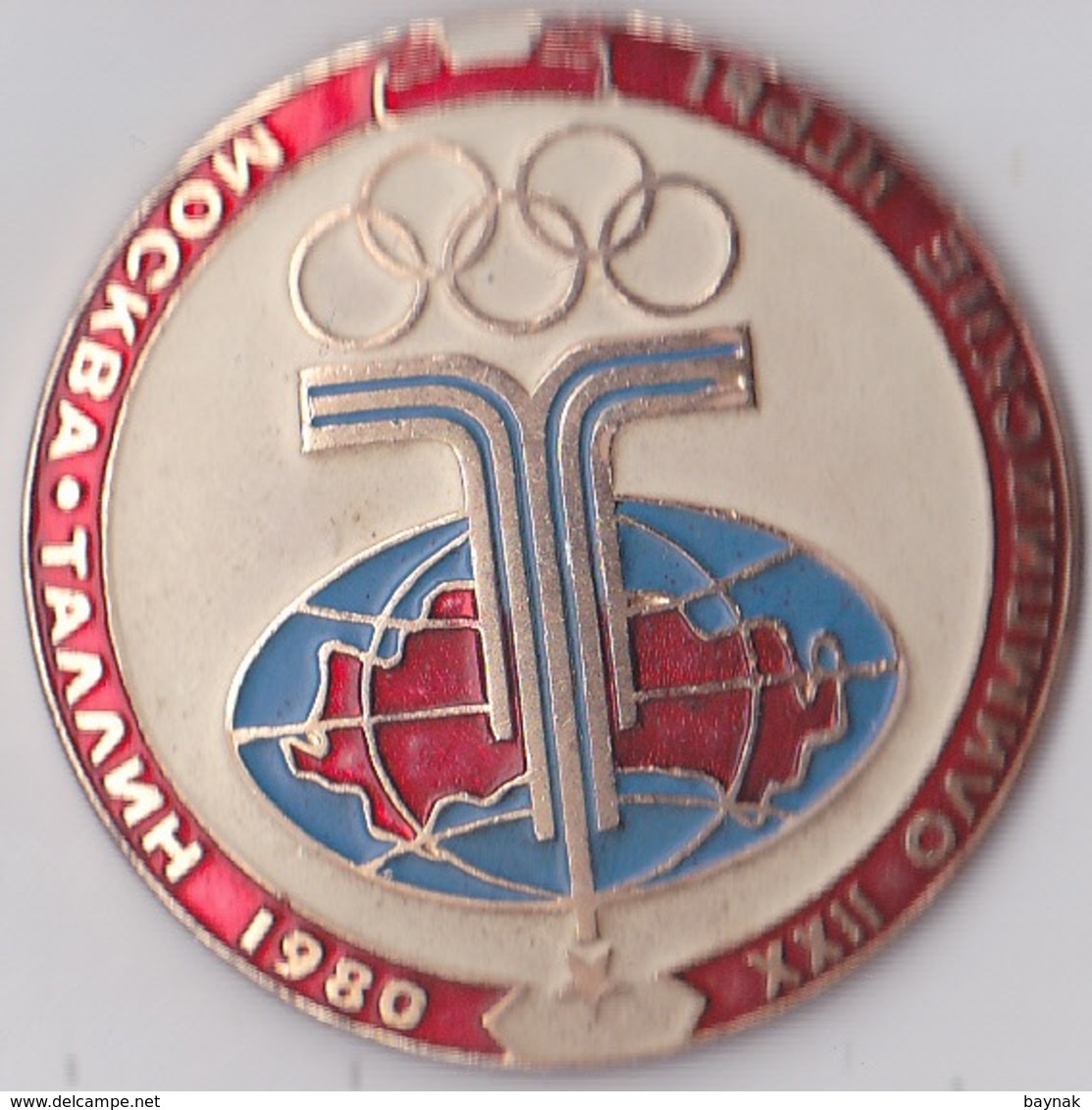 OLD PIN  --  2 X PINS RUSSIA  --  OLYMPIC GAMES 1980  --  MOSCOW  --  BIG PIN  --  DIAMETER 46 Mm - Olympische Spiele