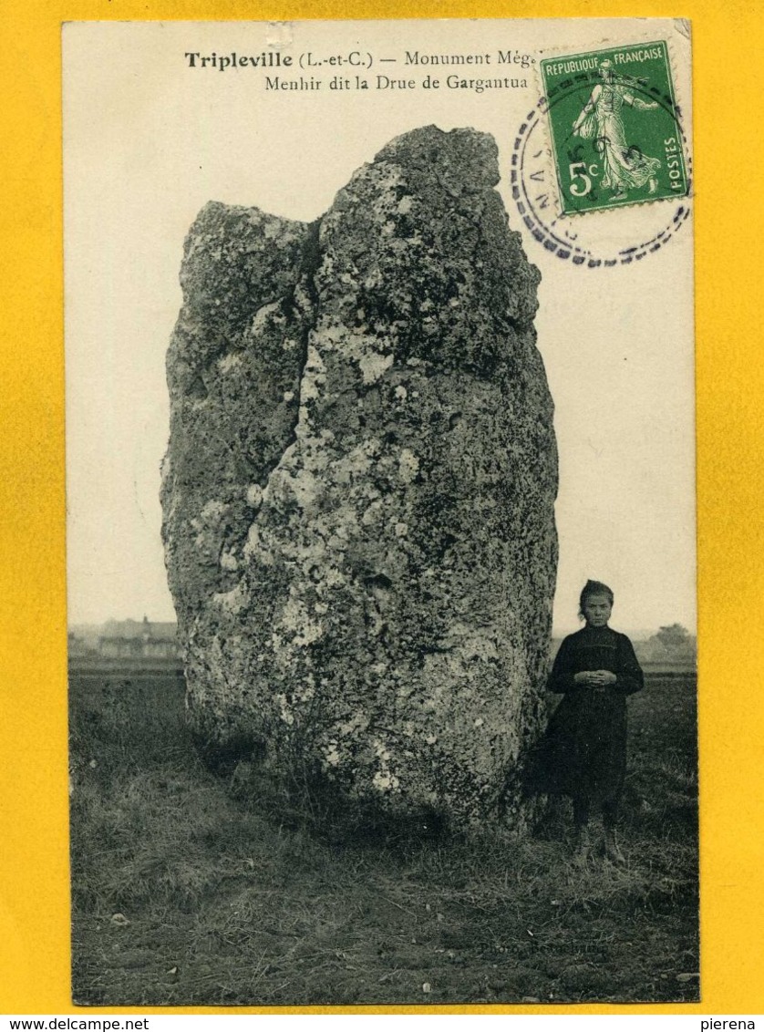 41TR9 - Tripleville - Monument Mégalithique - Menhir Dit La Drue De Gargantua - Autres & Non Classés