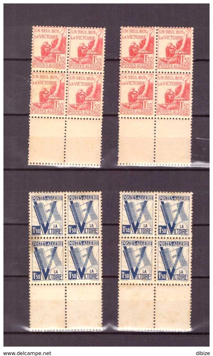8 Timbres Colonies Algérie N° 198-199 De 1943. Un Seul But La Victoire. Etat Moyen. Un Peu De Rousseur. - Unused Stamps