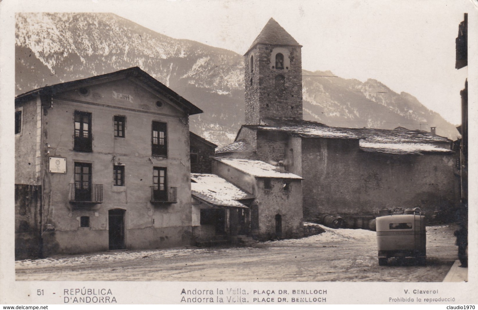 CARTOLINA - REPùBLICA D' ANDORRA - ANDORRA LA VELLA - PLACA ER. BENLLOCH - Andorra