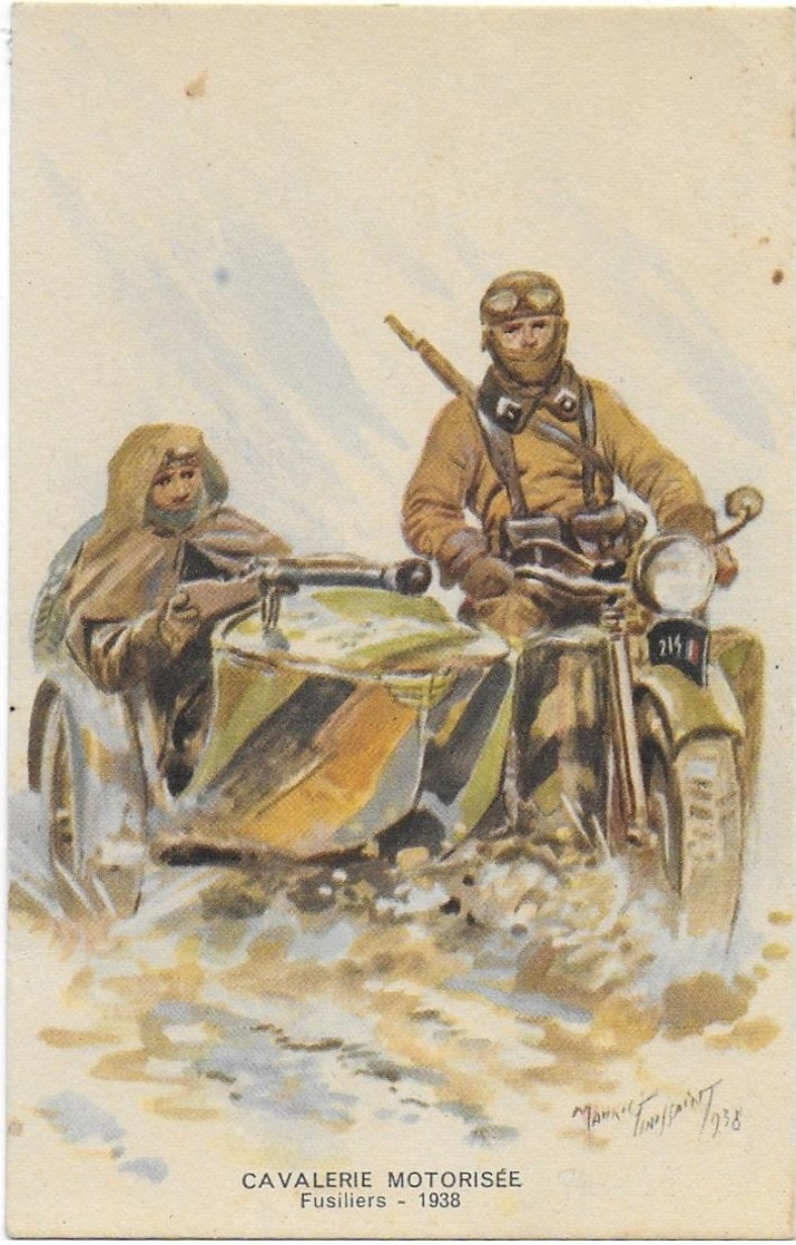 Cavalerie Motorisée - Fusiliers - 1938  Signée - Uniformi