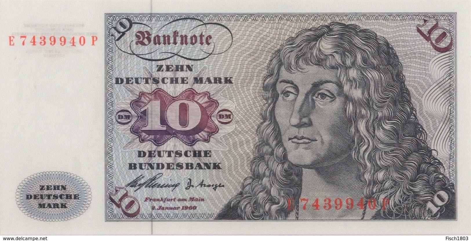 BRD Ro 263c 10 DM Serie E...P 1960(1963) UNC - 10 Deutsche Mark