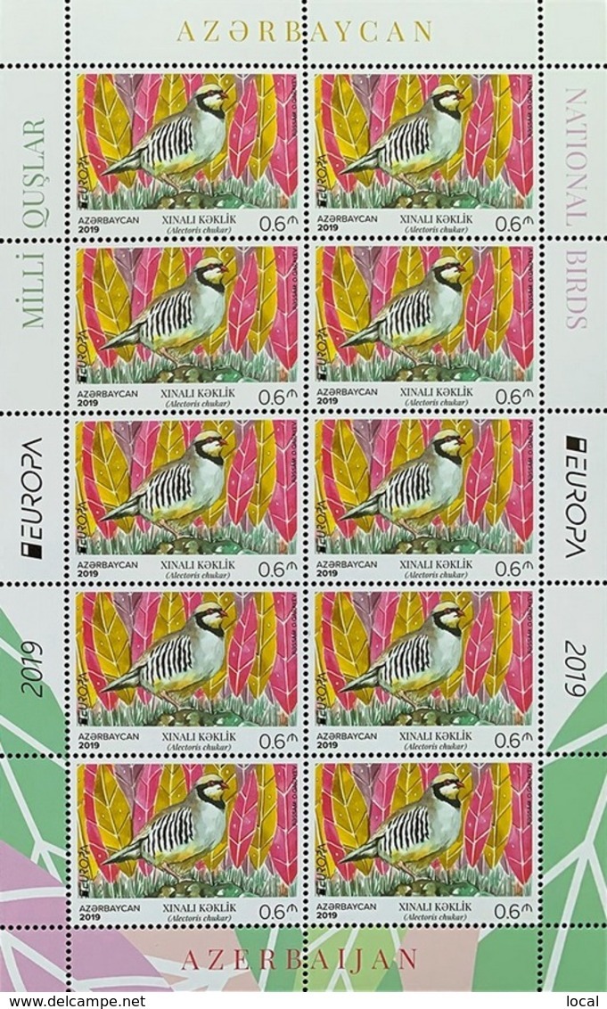 EUROPA 2019. NATIONAL BIRDS. Azerbaijan Stamps 2019. 2 Full Sheets Europe 2019 - 2019