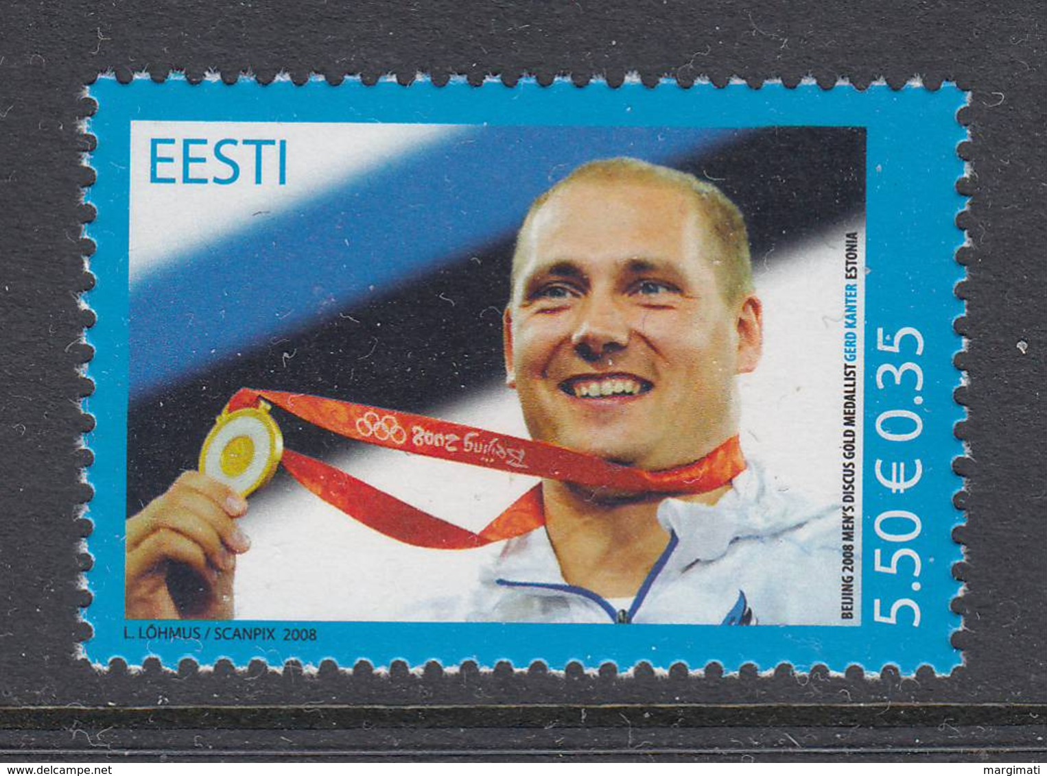 Estland 2008. Gerd Kanter, Olympic Gold Medallist. MNH. Pf. - Estonia