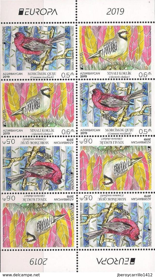 AZERBAIJAN /AZERBAYCAN /ASERBAIDSCHAN  -EUROPA 2019- NATIONAL BIRDS.-"AVES- BIRDS -VÖGEL- OISEAUX"- H.B. Del CARNET - 2019