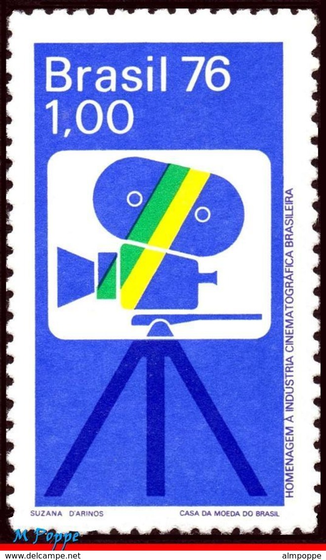 Ref. BR-1440 BRAZIL 1976 ART, BRAZILIAN FILM INDUSTRY,, FILM CAMERA, MI# 1536, MNH 1V Sc# 1440 - Ungebraucht