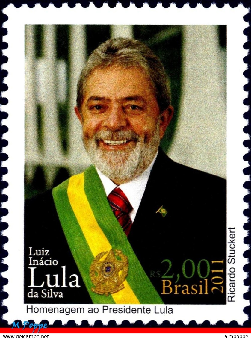 Ref. BR-3159 BRAZIL 2011 FAMOUS PEOPLE, LUIZ INACIO DA SILVA,, LULA, PRESIDENT, POLITICIANS, MNH 1V Sc# 3159 - Neufs