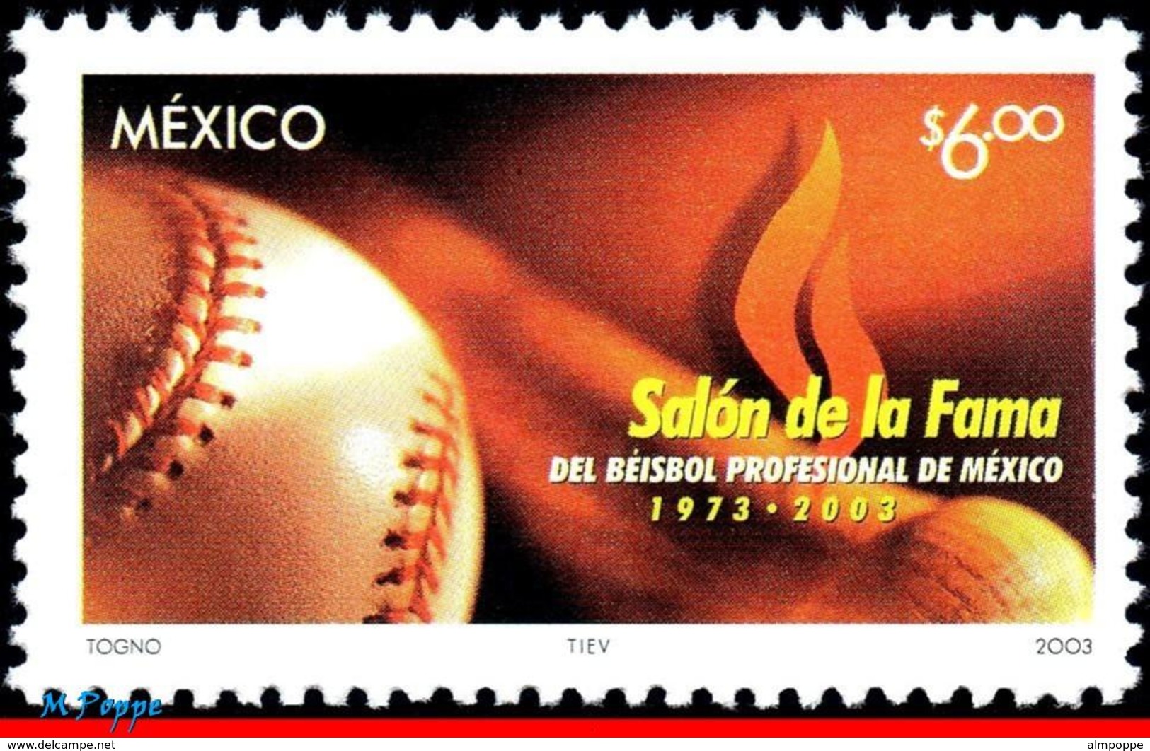 Ref. MX-2318 MEXICO 2003 SPORTS, BASEBALL HALL OF FAME,, 30TH ANNIV., MI# 3030, MNH 1V Sc# 2318 - Baseball