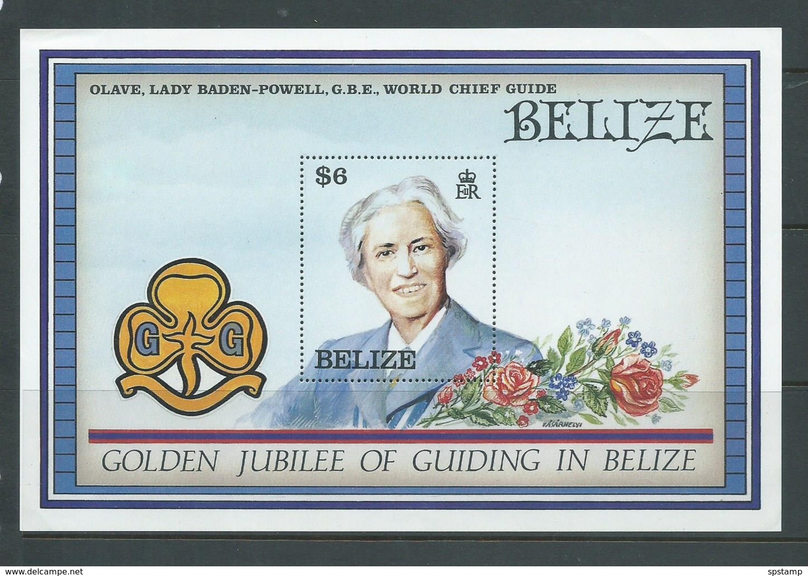 Belize 1987 Girl Guide Anniversary Miniature Sheet MNH , Light Corner Creases - Belize (1973-...)