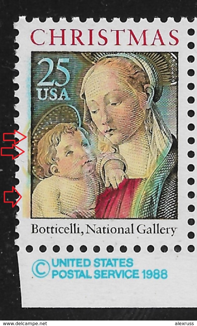 US 1988, Madonna & Child Christmas, 25c Sc # 2399 Shifted Background Color Rare ERROR,VF MNH**OG - Ungebraucht