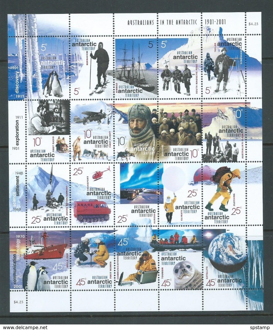 Australian Antarctic Territory 2001 Australians In Antarctic Sheet Of 20 MNH - Unused Stamps