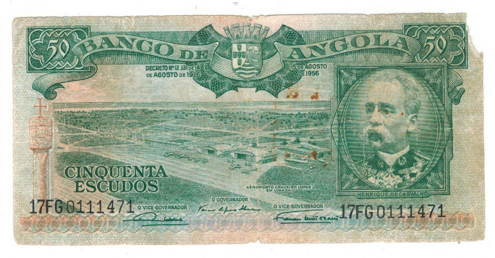 Angola 50 Escudos 1956. VG/F. - Angola