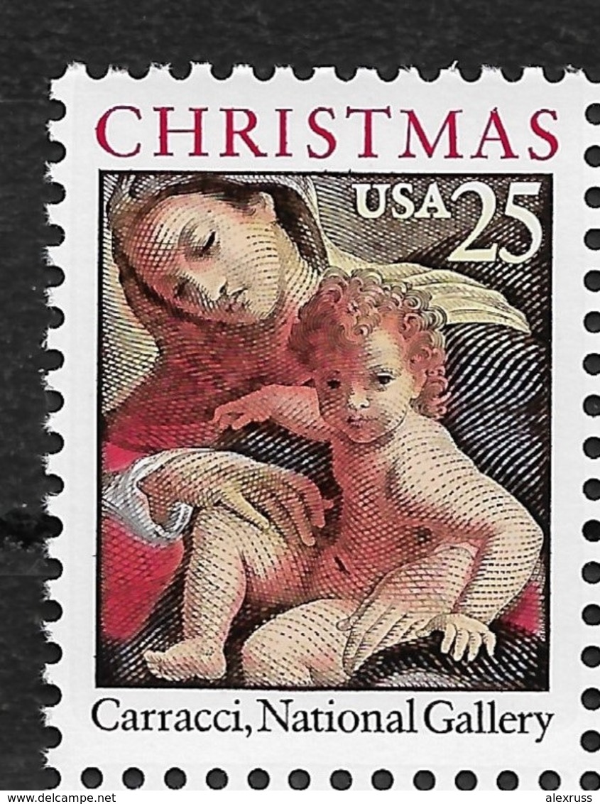 US 1989 Christmas, Madonna & Child By Carracci, 25c Scott # 2427,VF MNH** - Christianity