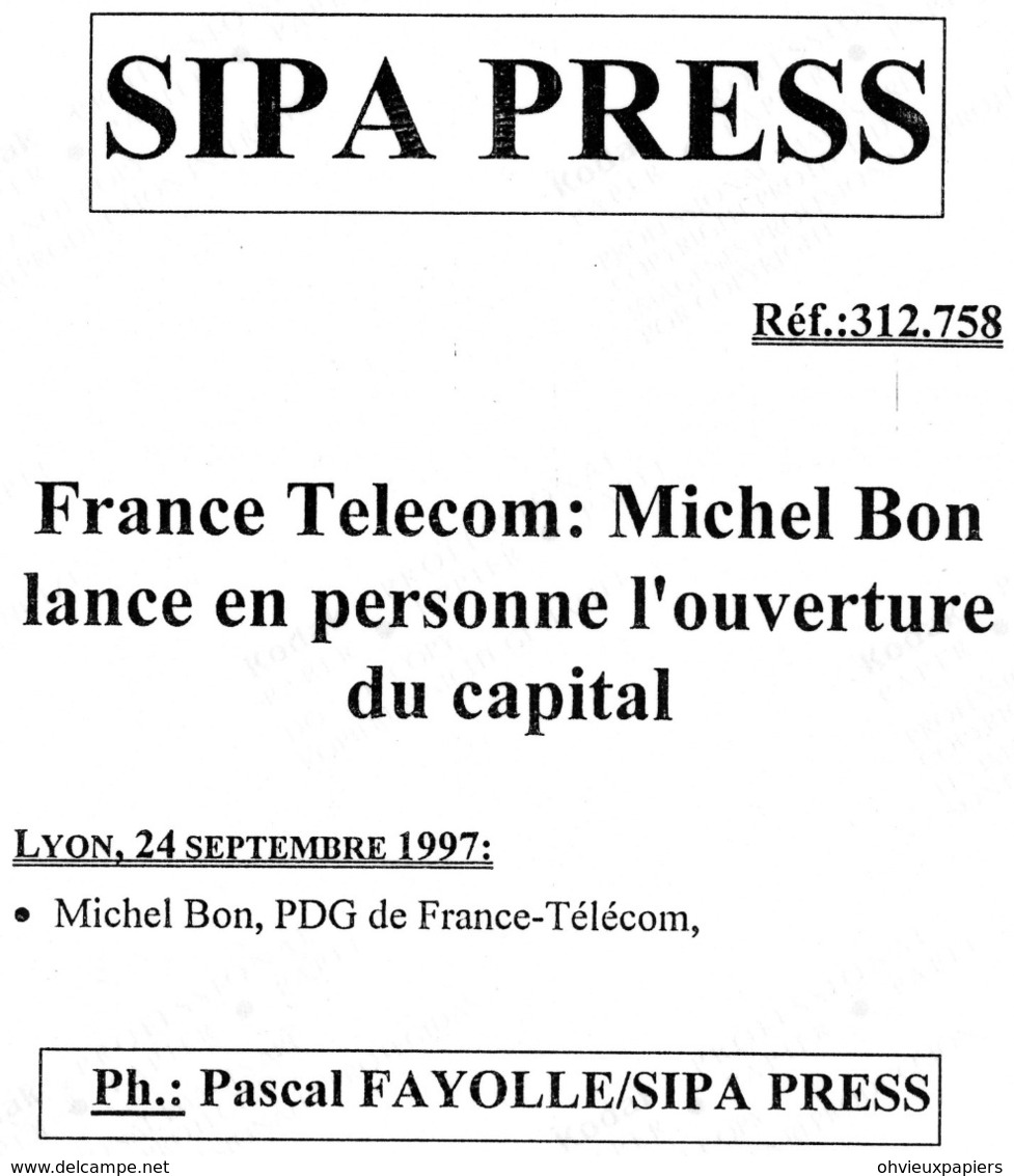 MICHEL BON , PDG  De France Télécom En 1997 - Personnes Identifiées