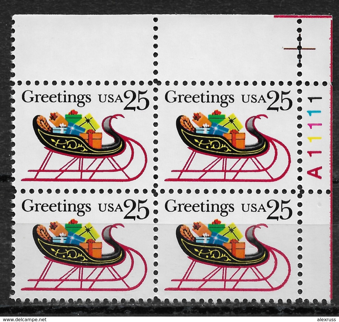 USA 1989, Christmas Greetings 25c, Plate Block Scott # 2428,VF MNH**OG - Christmas