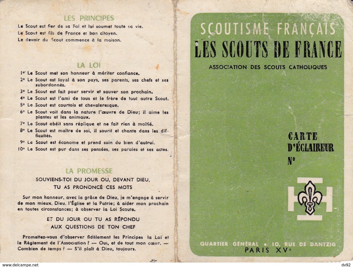 CARTE SCOUTS DE FRANCE 1967 - Scoutisme