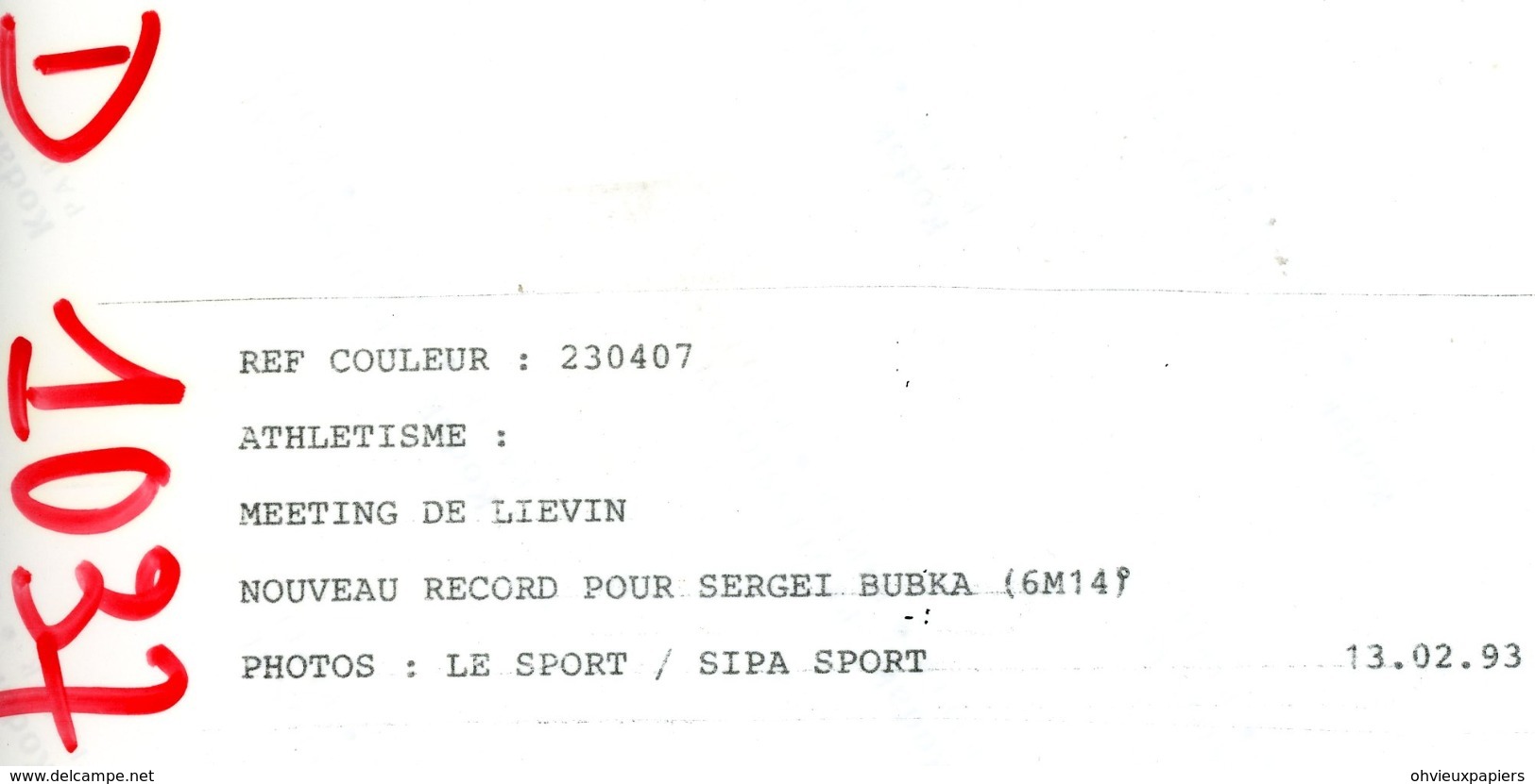 SERGEI BUBKA  Bat Le Record Du Saut à La Perche à  LIEVIN  En 1993 - Sports