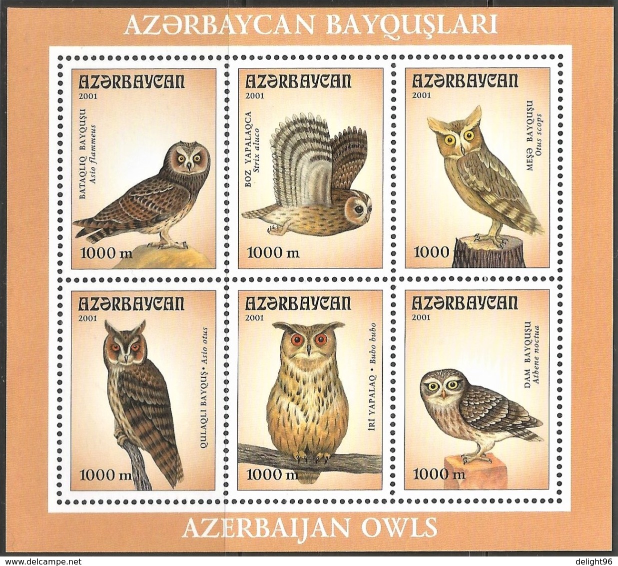 2001 Azerbaijan Owls Minisheet And Souvenir Sheet (** / MNH / UMM) - Eulenvögel