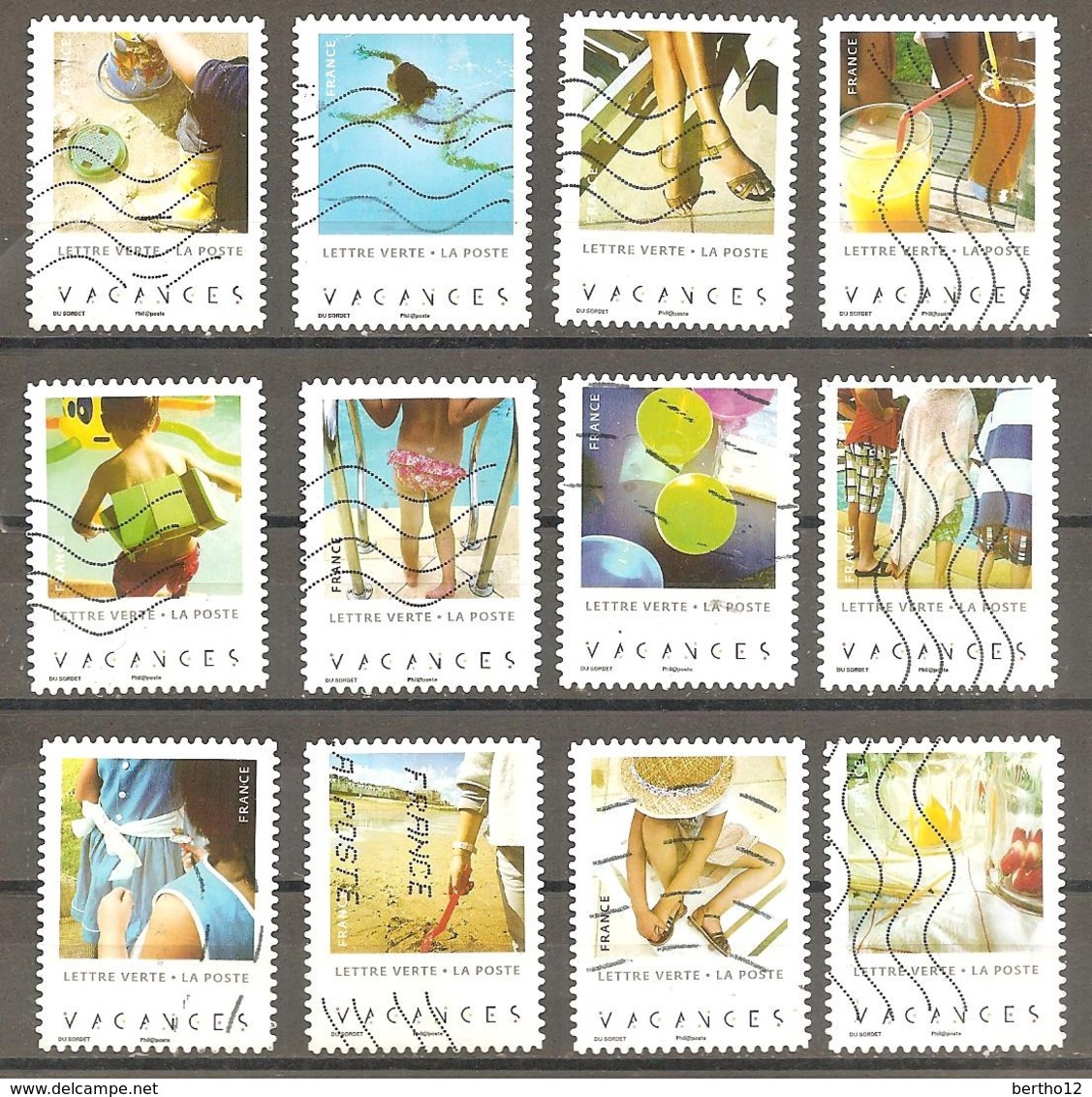 FRANCE 2019 Les 12 Timbres Du Carnet VACANCES  Série Complète Oblitérée Cachet Rond - Used Stamps