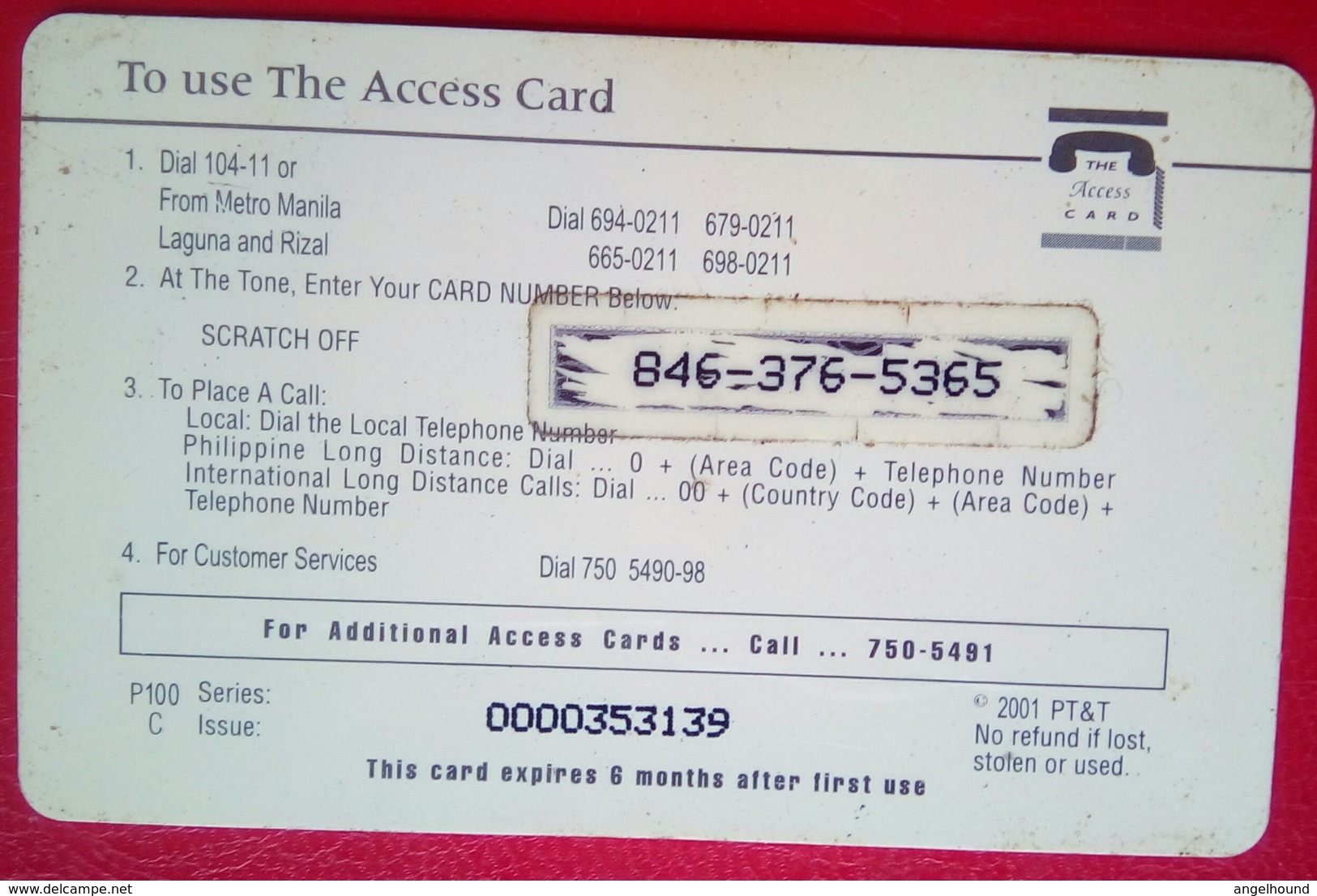 P T And T  Access Card - Philippinen