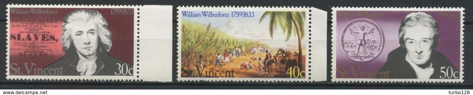 St Vincent 1973  N° 335/337 ** Neufs MNH  TB C 4 € William Wilberforce Cannes à Sucre Portrait - St.Vincent (1979-...)