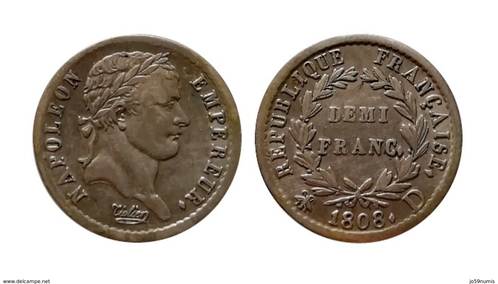 NAPOLÉON Ier DEMI FRANC 1808 D (Lyon) - Other & Unclassified