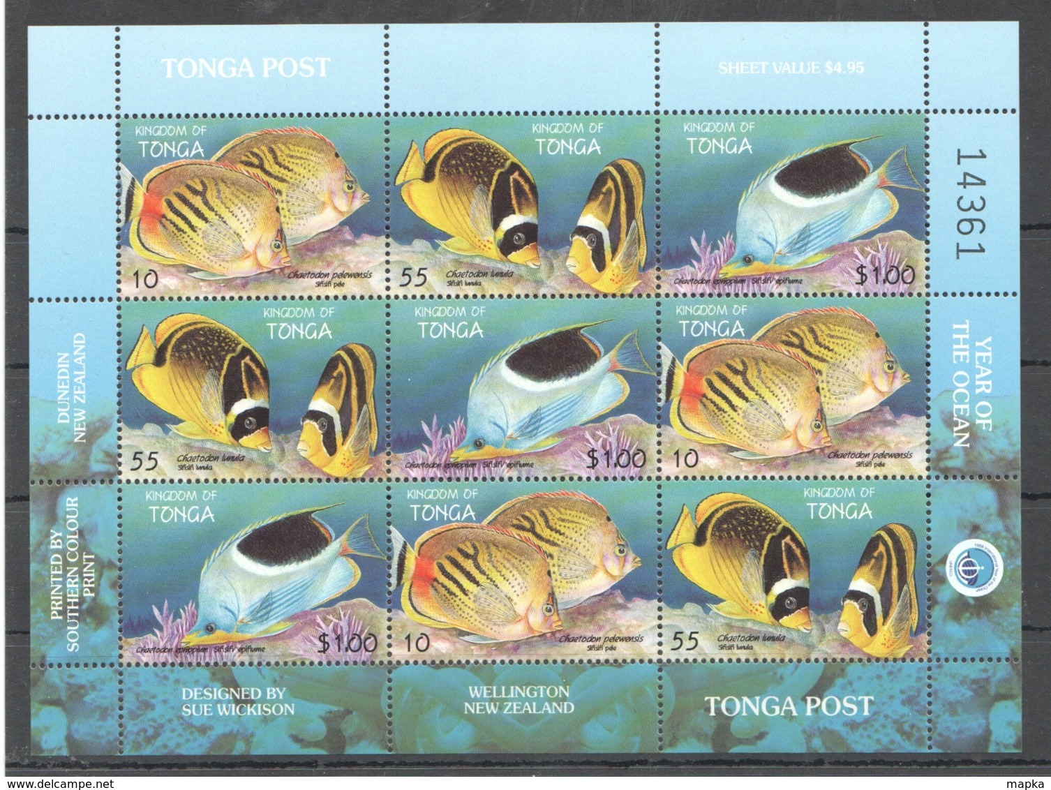 Y573 1998 KINGDOM OF TONGA FISH & MARINE LIFE YEAR OF THE OCEAN #1536-8 !!! MICHEL 14 EURO !!! 1SH MNH - Meereswelt