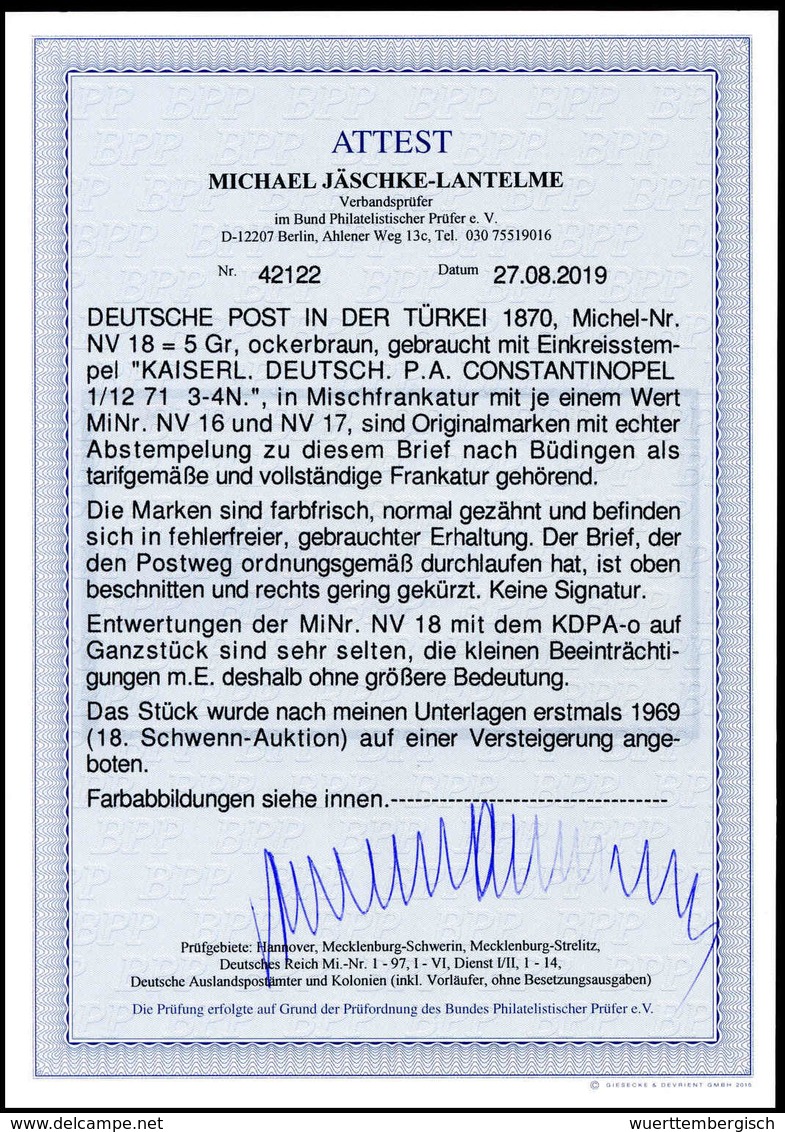 Beleg Deutsche Auslandspost Türkei, Vorläufer - Sonstige & Ohne Zuordnung