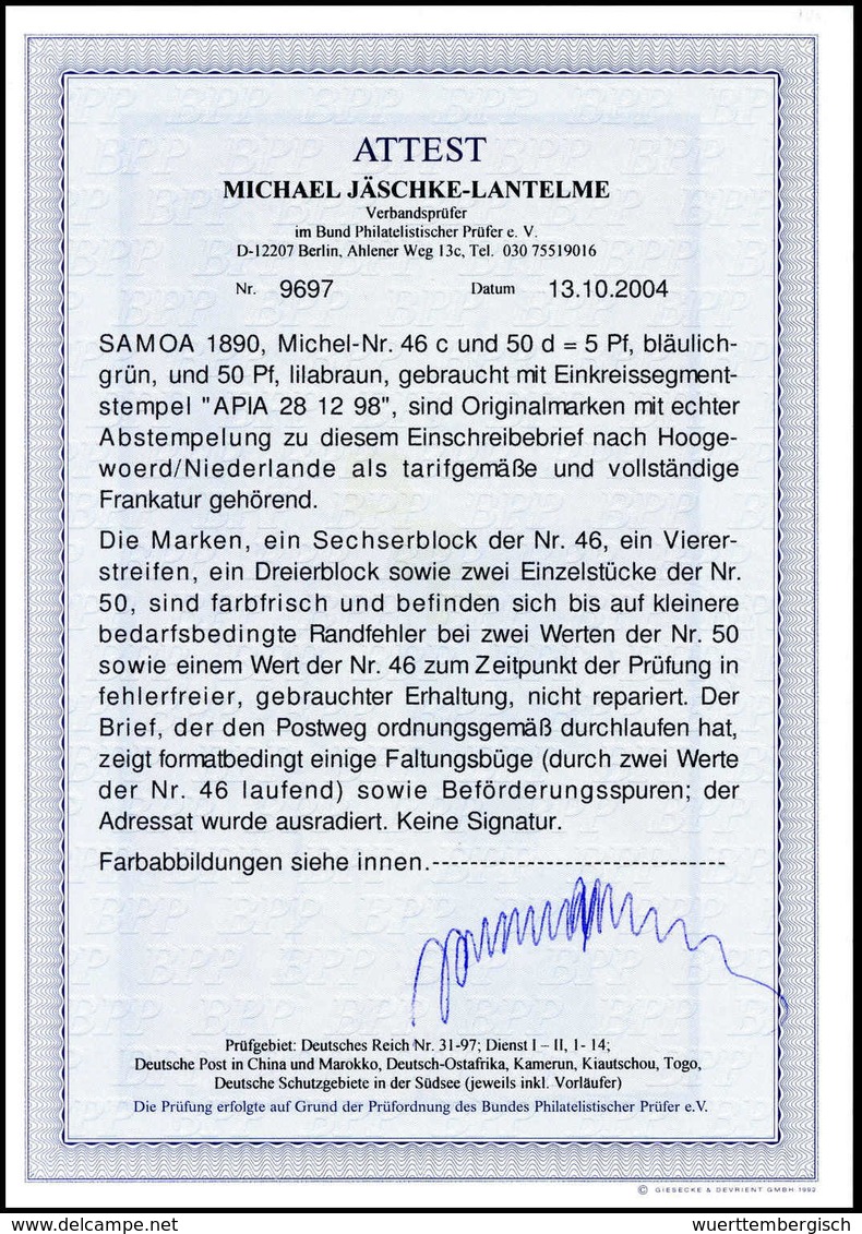 Beleg Deutsche Kolonien Samoa, Vorläufer - Other & Unclassified