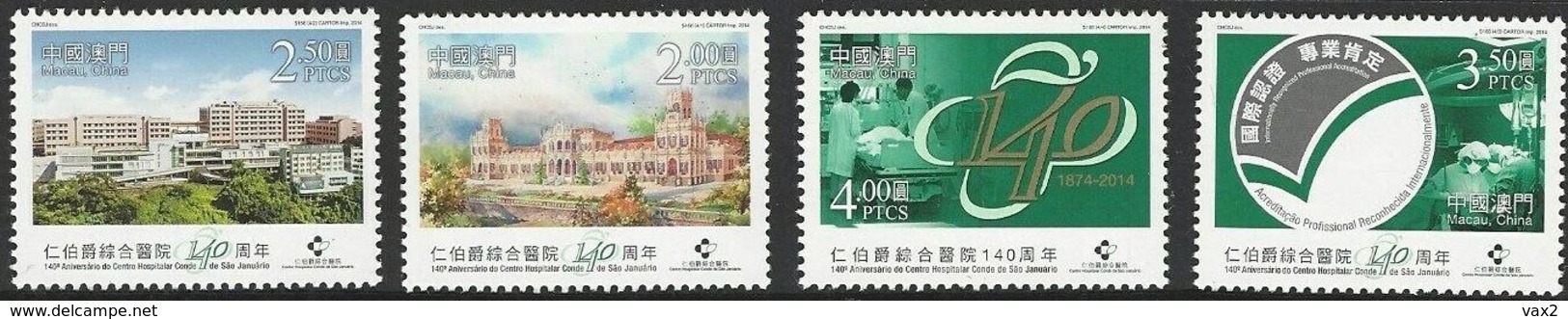 Macau 2014 S#1410-1413 140th Anniversary Of Conde De Sao Januario General Hospital MNH Medicine - Unused Stamps