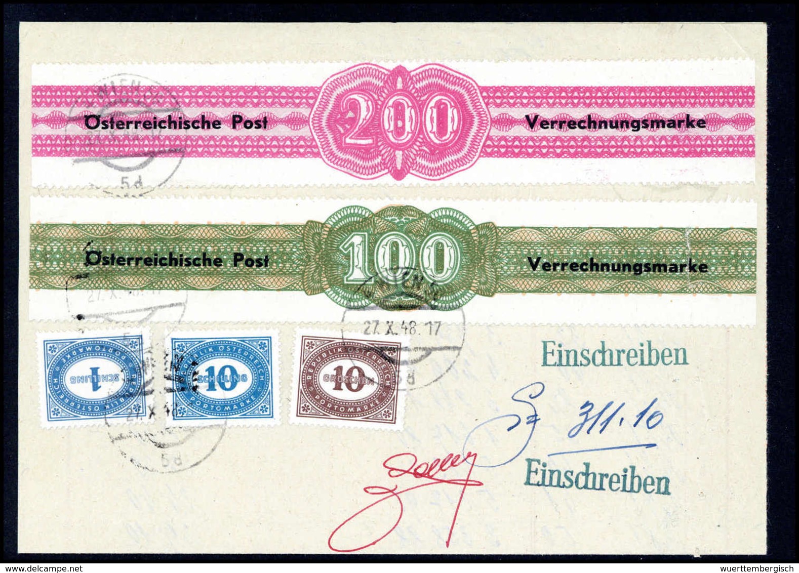 Beleg Österreich Verrechnungsmarken - Other & Unclassified
