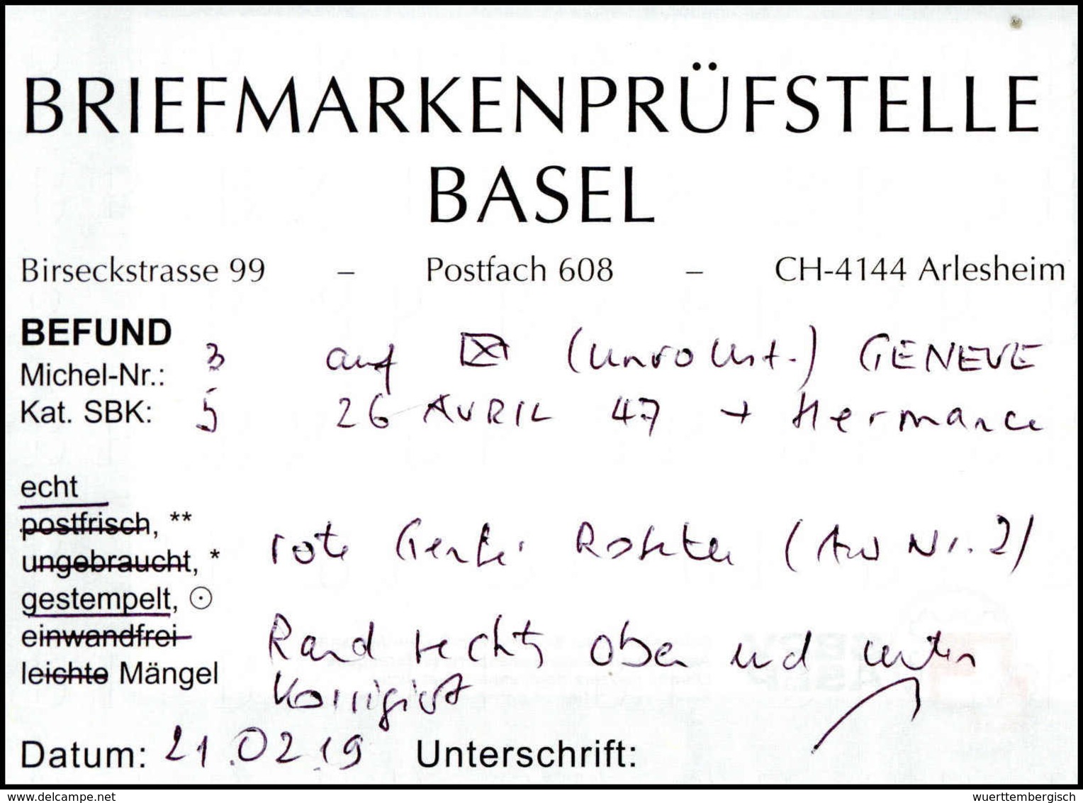 Beleg Schweiz Kantone Genf - Other & Unclassified