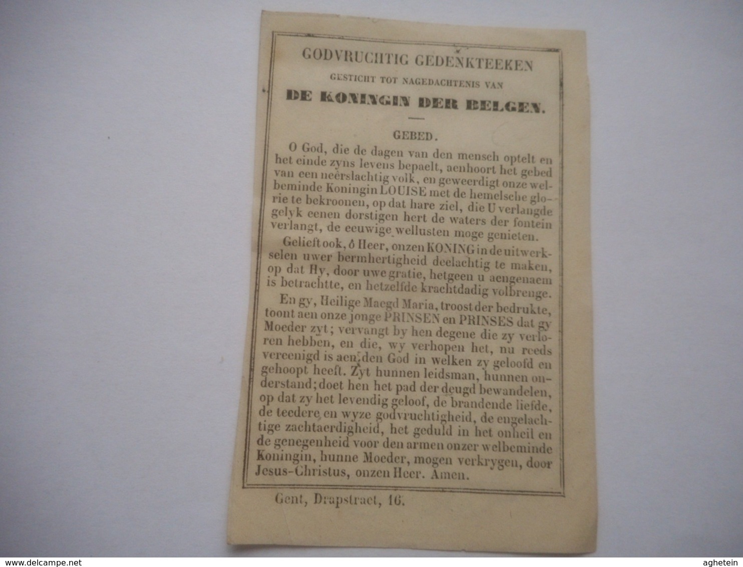 DEVOTIE-ZEER OUD PRENTJE-ST.SIMON-RUGZIJDE GEDENKTEKEN DE KONINGIN DER BELGEN - Religion & Esotérisme