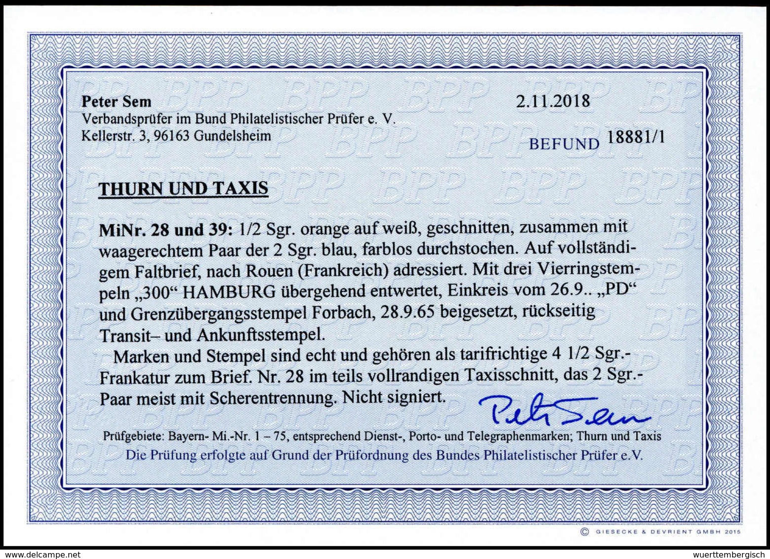 Beleg Altdeutschland Thurn Und Taxis - Other & Unclassified