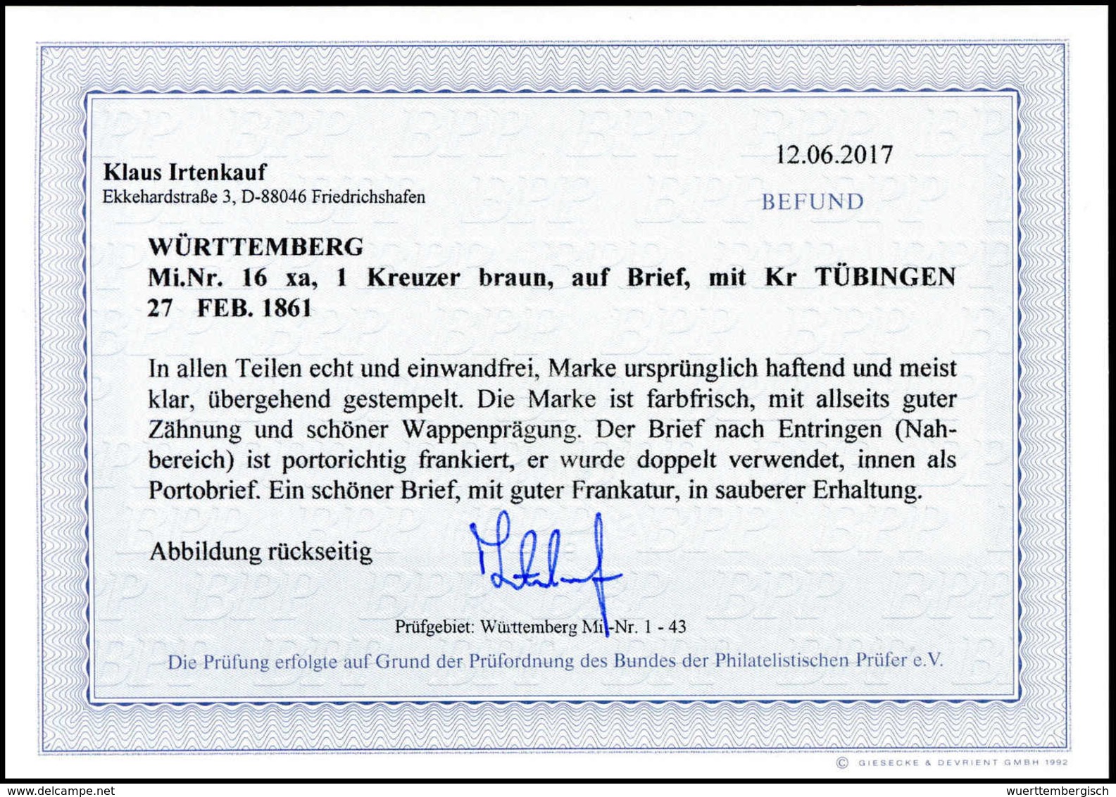 Beleg Altdeutschland Württemberg - Other & Unclassified