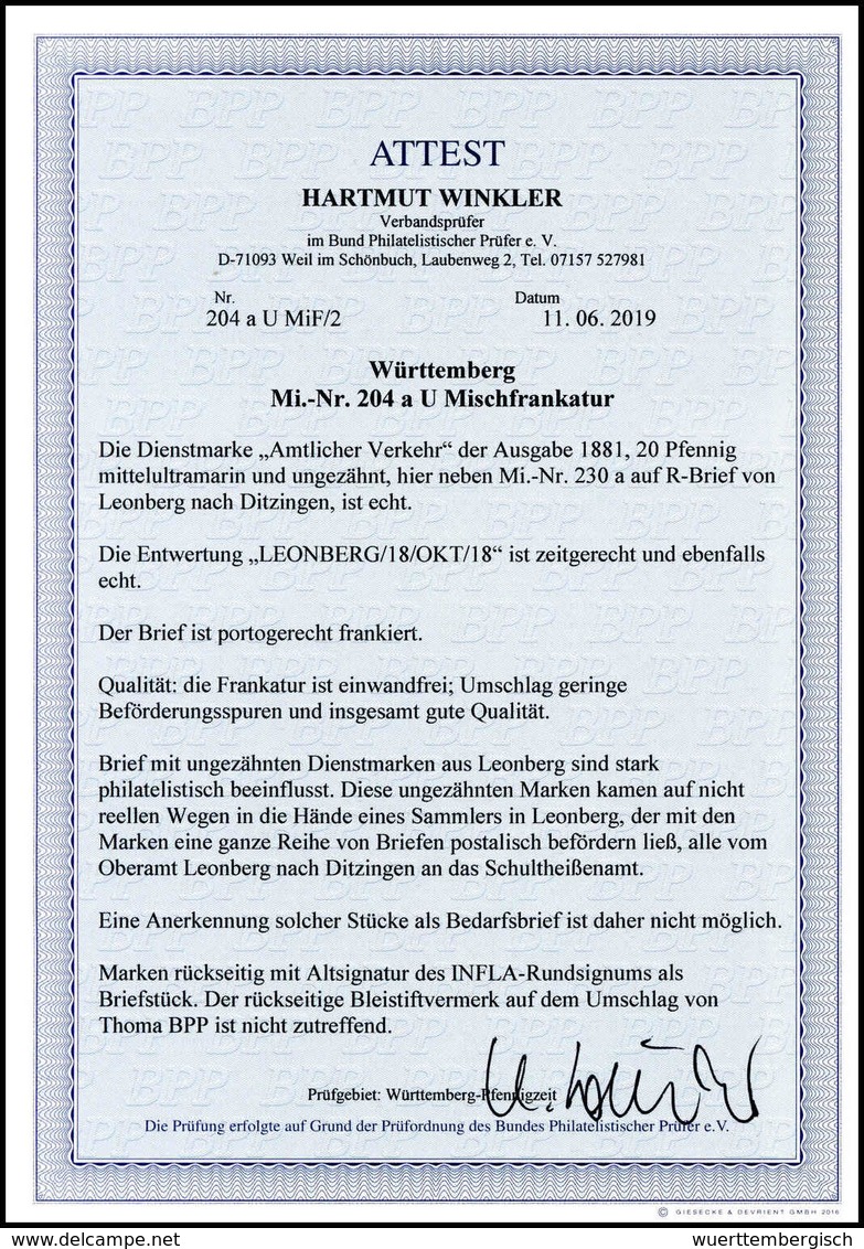 Beleg Altdeutschland Württemberg - Other & Unclassified