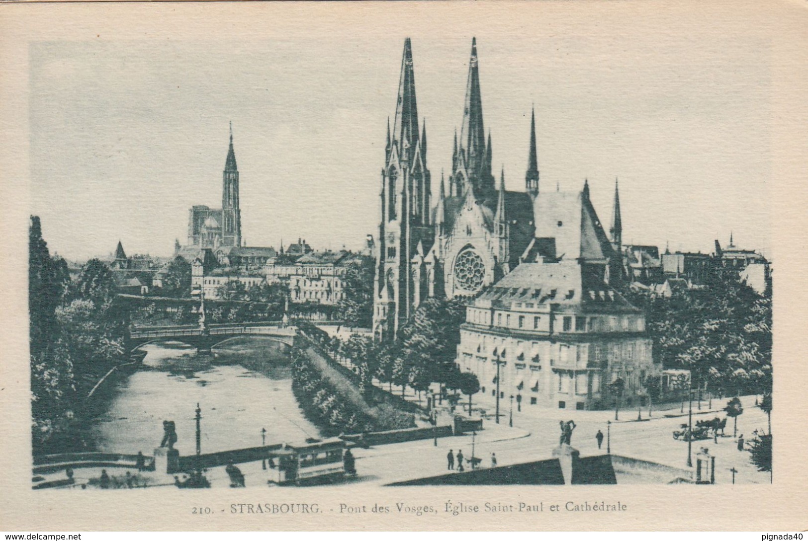 Cp , 67 , STRASBOURG , Pont Des Vosges, Église Saint-Paul Et Cathédrale - Strasbourg