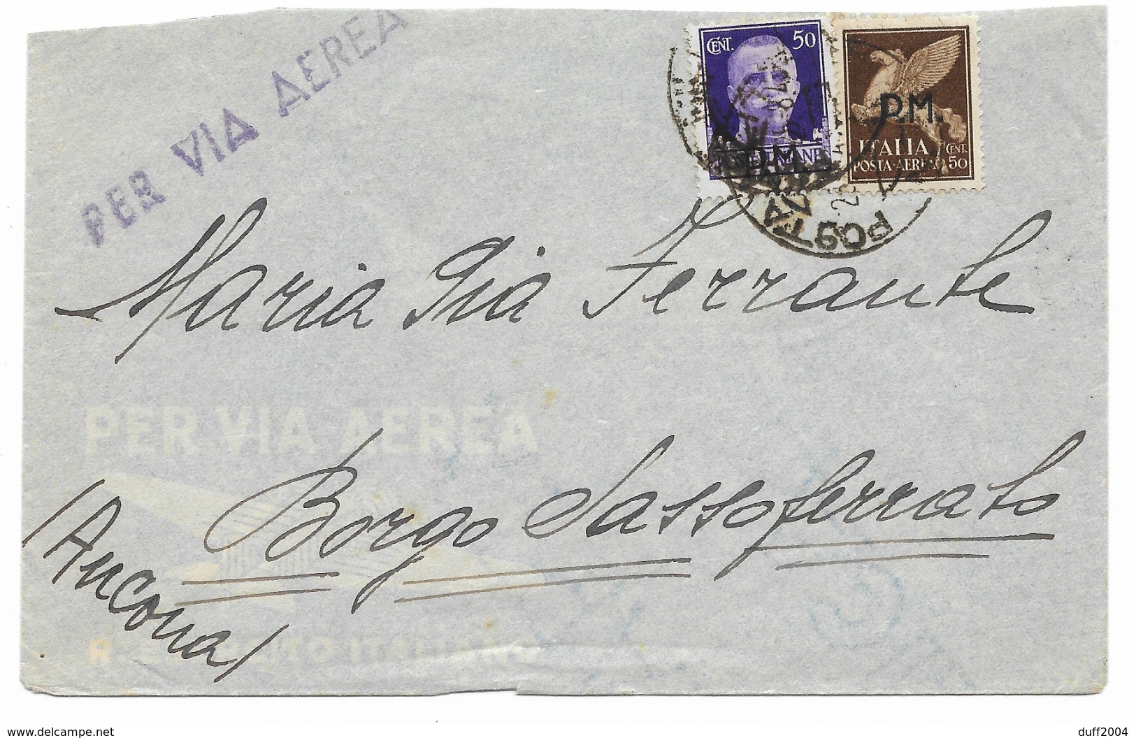 DALLA GRECIA - P.M.65 - PER BORGO SASSOFERRATO - 25.4.1942. - Military Mail (PM)