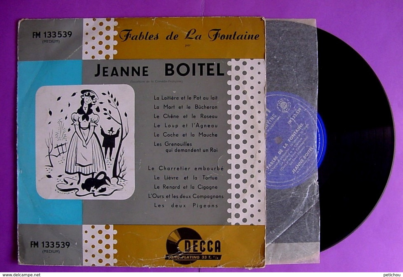 VINYLE 33 T - 11  FABLES DE LA FONTAINE PAR JEANNE BOITEL DE LA COMEDIE FRANCAISE - Children